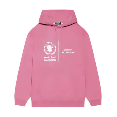 (Women) Balenciaga Pink Logo Print Hoodie Long Sleeve Oversized Fit. 570792-TJVK4-5621