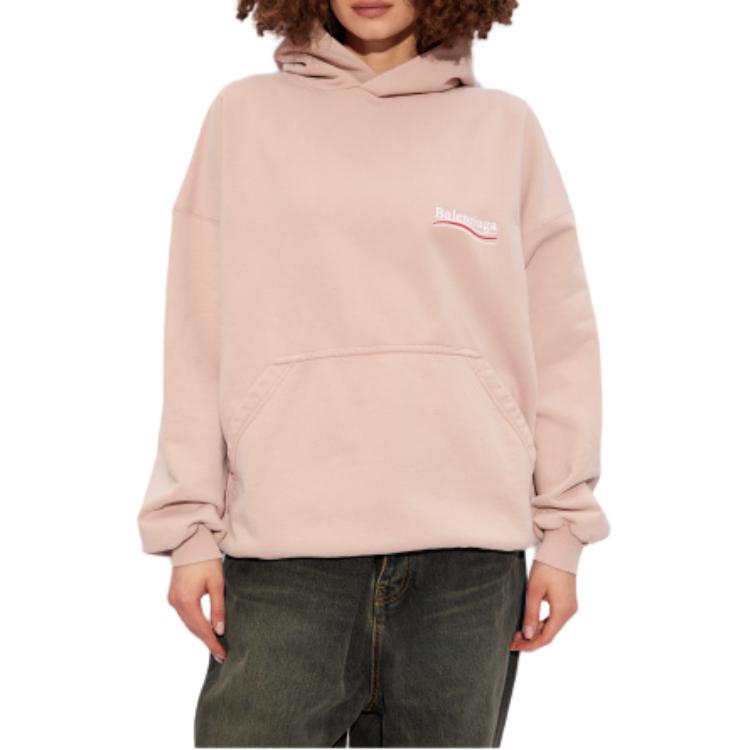 Shop (W) Balenciaga 粉色標誌印花連帽衫經典版型 739024-TKVI9-1764