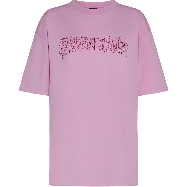 Buy (Women) Balenciaga  Pink Loose Fit Logo Graphic Oversized T-Shirt. 641655LNYTPVQ15960