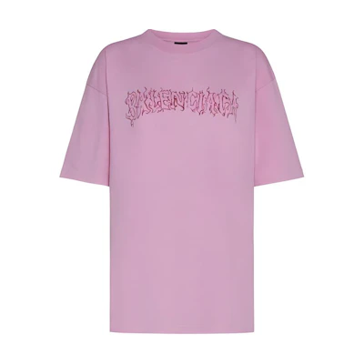 (Women) Balenciaga Pink Loose Fit Logo Graphic Oversized T-Shirt. 641655LNYTPVQ15960