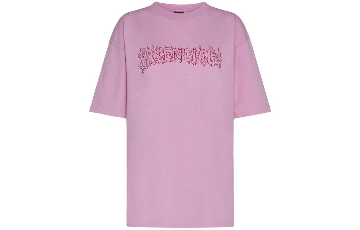 Order (Women) Balenciaga  Pink Loose Fit Logo Graphic Oversized T-Shirt. 641655LNYTPVQ15960