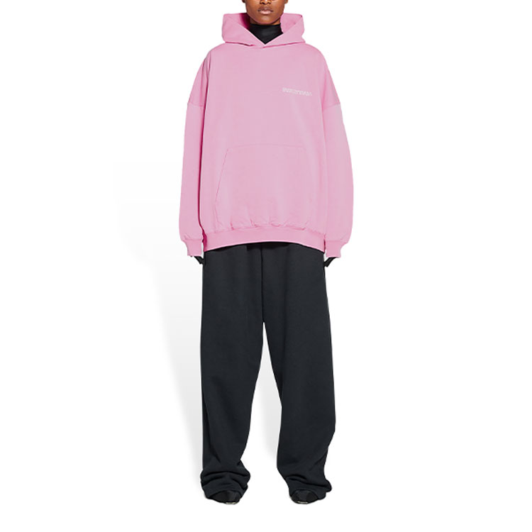 Shop (Women) Balenciaga  Pink Printed Logo Hoodie SS22 Collection. 620947TLVB45000