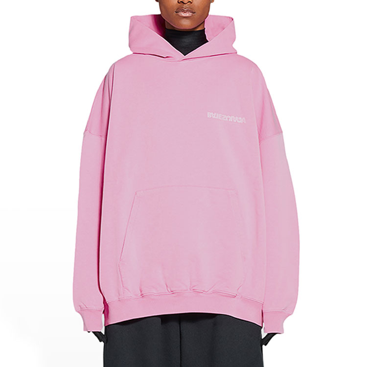 Purchase (Women) Balenciaga  Pink Printed Logo Hoodie SS22 Collection. 620947TLVB45000