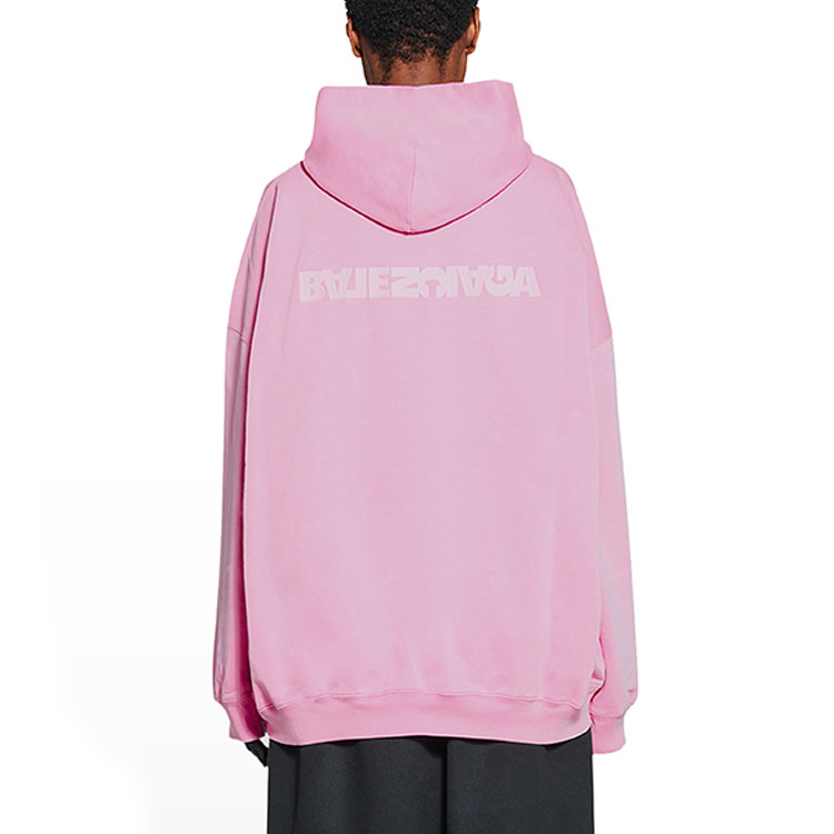 Details for (Women) Balenciaga  Pink Printed Logo Hoodie SS22 Collection. 620947TLVB45000