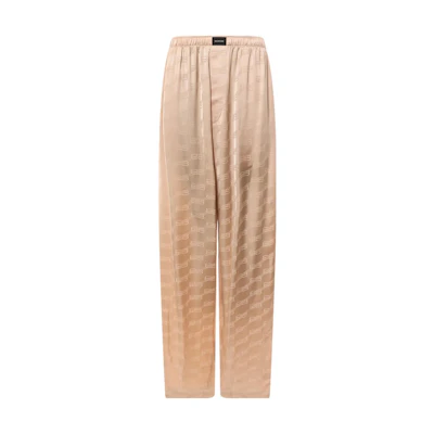 (Women) Balenciaga Pink Relaxed Fit Elastic Waist Wide-Leg Casual Pants. 659026TMO681975