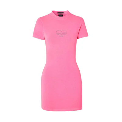 (Women) Balenciaga Pink Slim Fit Short Sleeve Mini Dress. 1647597311187915