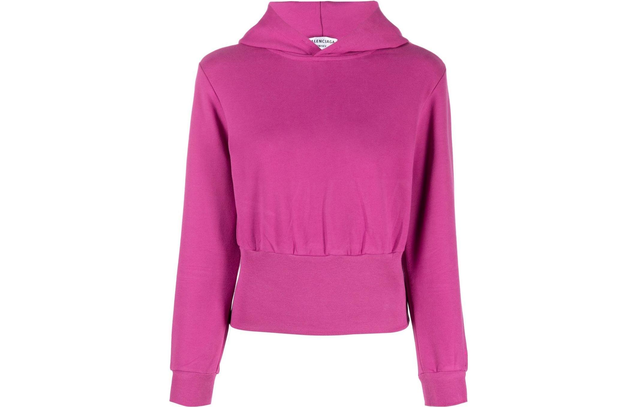 Buy (Women) Balenciaga  Pink Solid Color Pullover Hoodie. 698485TMVC65556