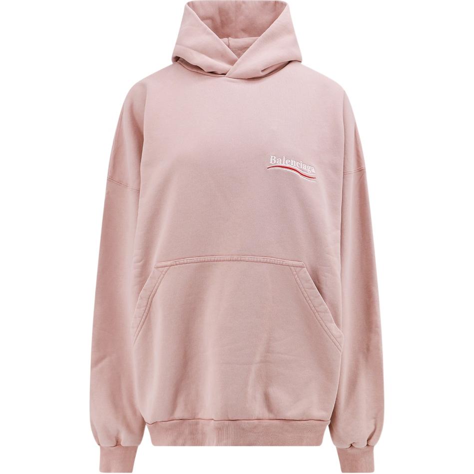 (Women) Balenciaga  Pink Stripe Logo Print Hoodie Regular Fit Long Sleeve. 739024TKVI9D1764