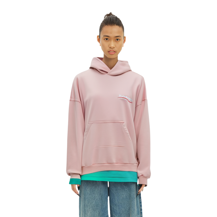 (Women) Balenciaga  Pink Stripe Logo Print Hoodie Regular Fit Long Sleeve. 739024TKVI9D1764 圖 4