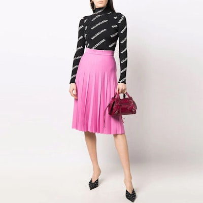 (Women) Balenciaga Pleated Pink Midi Skirt Casual Style. 681976T51735630 Lookbook (Women) Balenciaga Pleated Pink Midi Skirt Casual Style. 681976T51735630