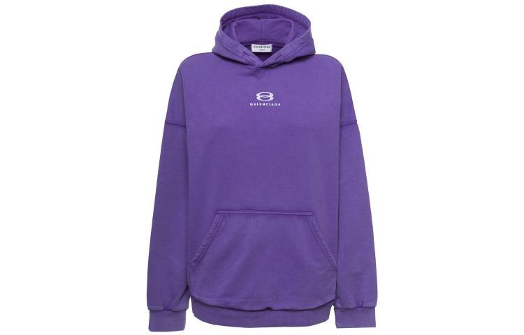 (Women) Balenciaga  Purple SS22 Oversized Hoodie Pullover Casual Sweatshirt. 675003TLVG12583
