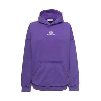 (Women) Balenciaga Purple SS22 Oversized Hoodie Pullover Casual Sweatshirt. 675003TLVG12583