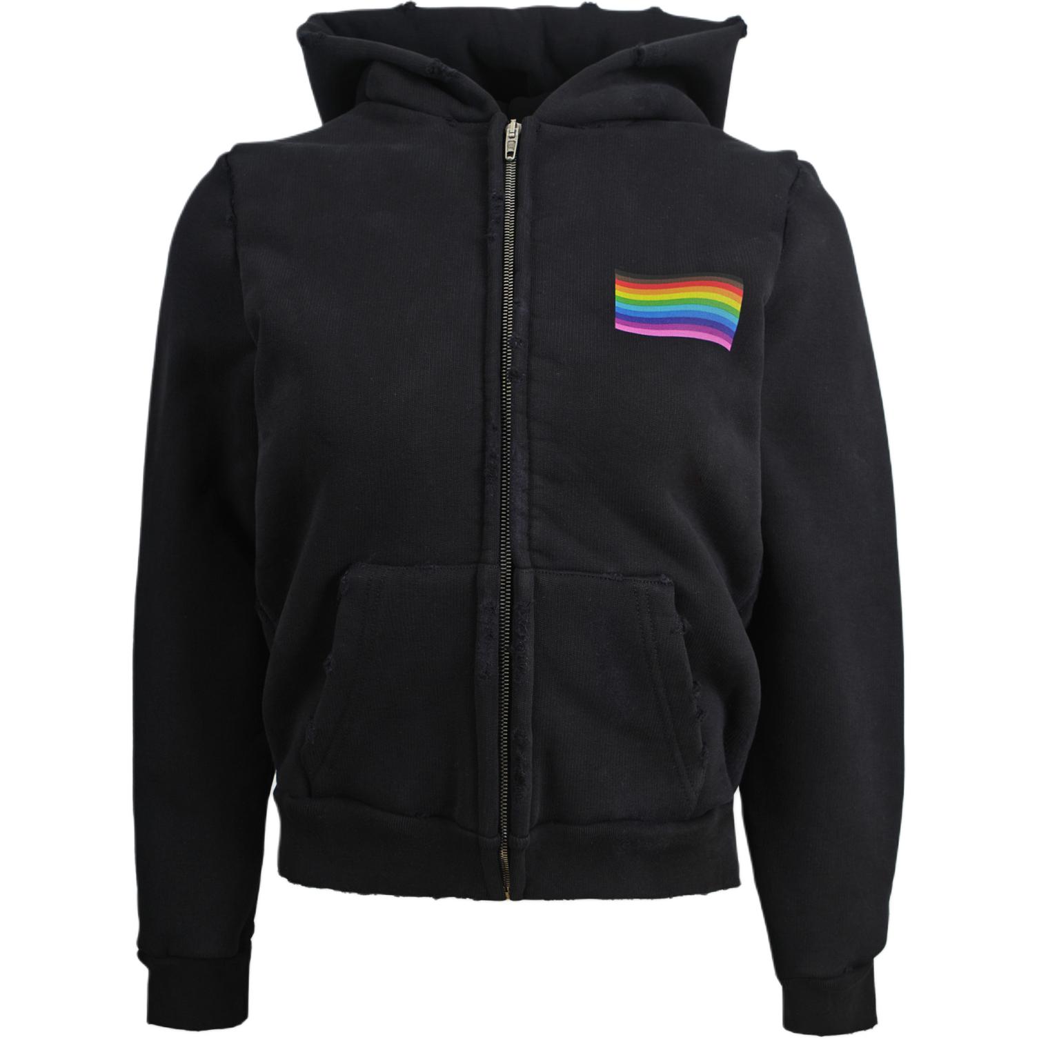 (Women) Balenciaga  Rainbow Flag Zip Hoodie Jacket Black 788243TQVH91083 圖 2