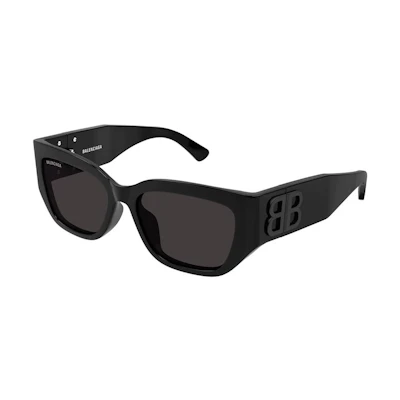 (Women) Balenciaga Rectangular Sunglasses Black with Logo, Recycled Acetate Frame. BB0361SK-001
