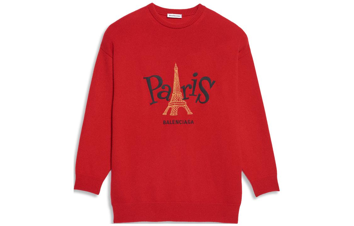 Order (Women) Balenciaga  Red Eiffel Tower Knit Pullover Sweater. 595117T41009106