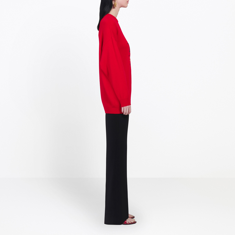 Purchase (Women) Balenciaga  Red Eiffel Tower Knit Pullover Sweater. 595117T41009106