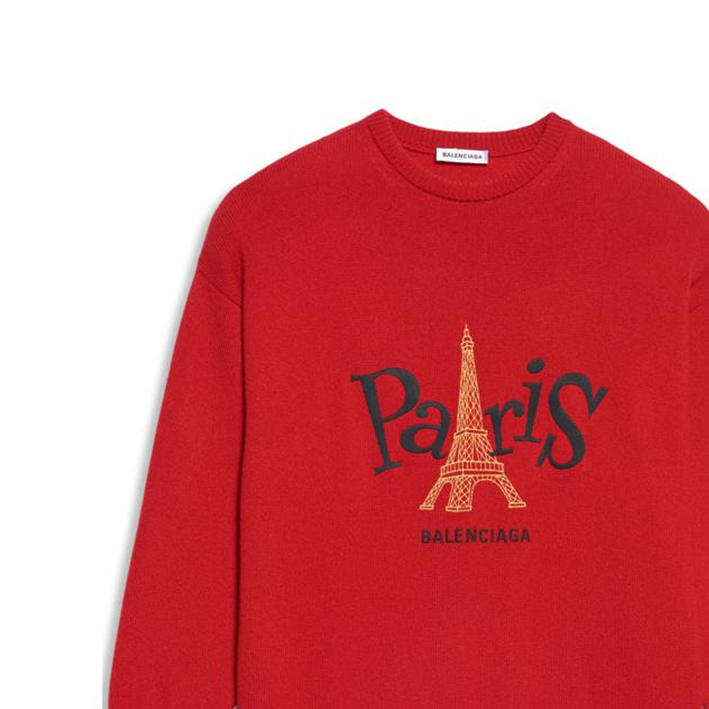 Details for (Women) Balenciaga  Red Eiffel Tower Knit Pullover Sweater. 595117T41009106