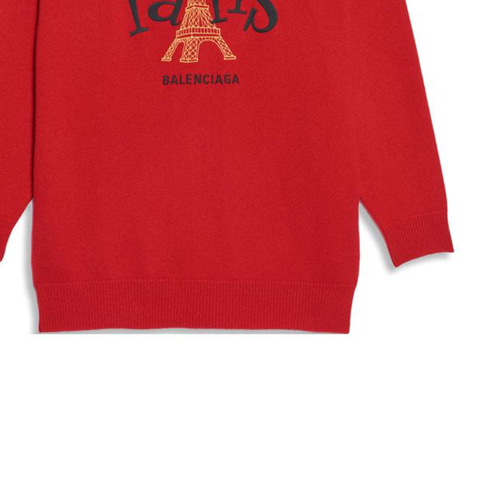Sizing (Women) Balenciaga  Red Eiffel Tower Knit Pullover Sweater. 595117T41009106