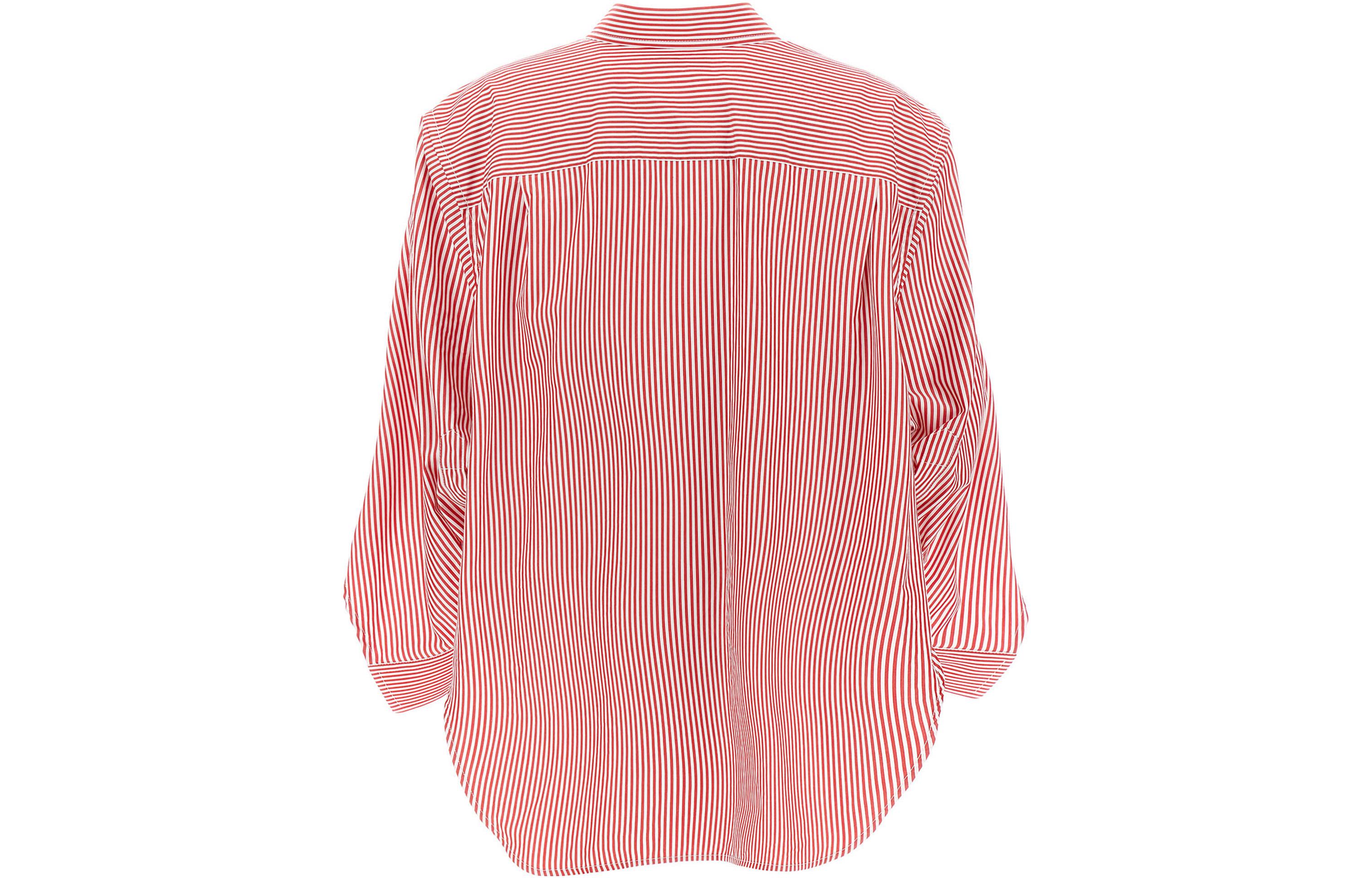 (Women) Balenciaga  Red Striped Point Collar Long Sleeve Shirt. 769406TGM276540 圖 3
