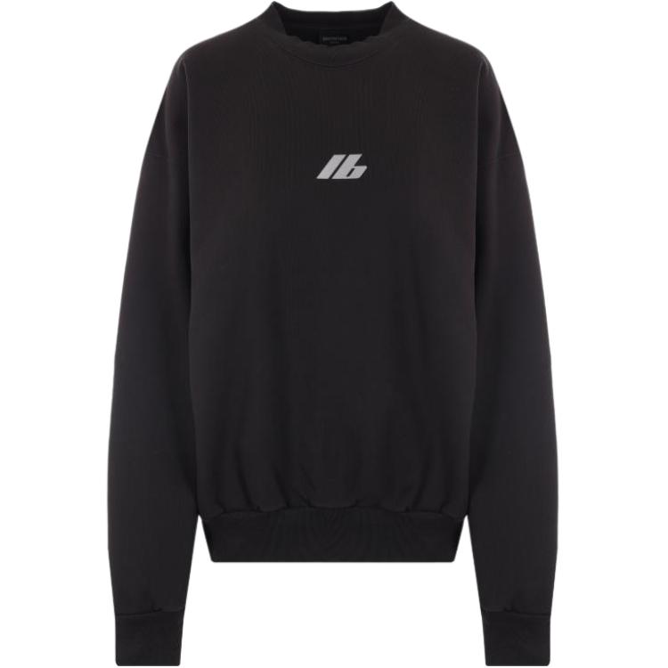 (Women) Balenciaga  Reflective Logo Crewneck Sweatshirt Oversized Fit Black 697869TQVT81083