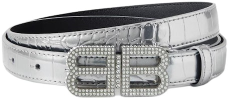 (Women) Balenciaga Silver Belt with Crocodile Embossed Detailing. 1647597301844244 (Women) Balenciaga Silver Belt with Crocodile Embossed Detailing. 1647597301844244