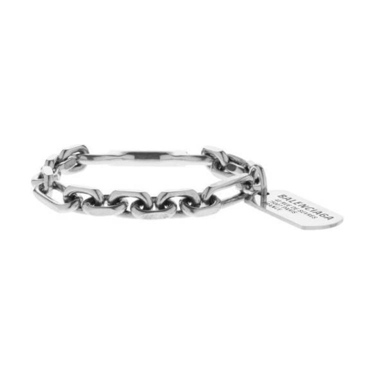 (Women) Balenciaga  Silver Double-Sided Brass Climbing Buckle Bracelet. 792886TZ99I0911