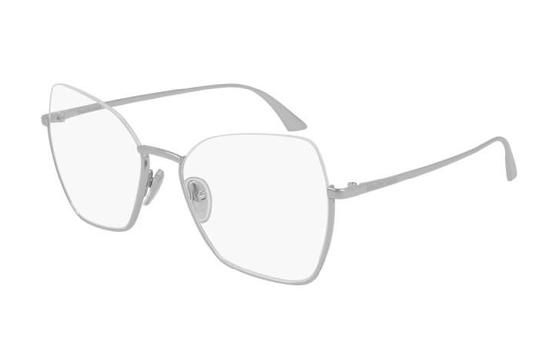 (Women) Balenciaga  Silver Irregular Metal Frame Optical Glasses. BB0142O003