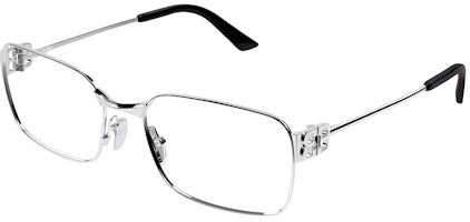 (Women) Balenciaga Silver Rectangular Metal Optical Glasses BB0340O002 (Women) Balenciaga Silver Rectangular Metal Optical Glasses BB0340O002