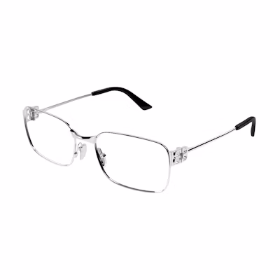 (Women) Balenciaga Silver Rectangular Metal Optical Glasses BB0340O002