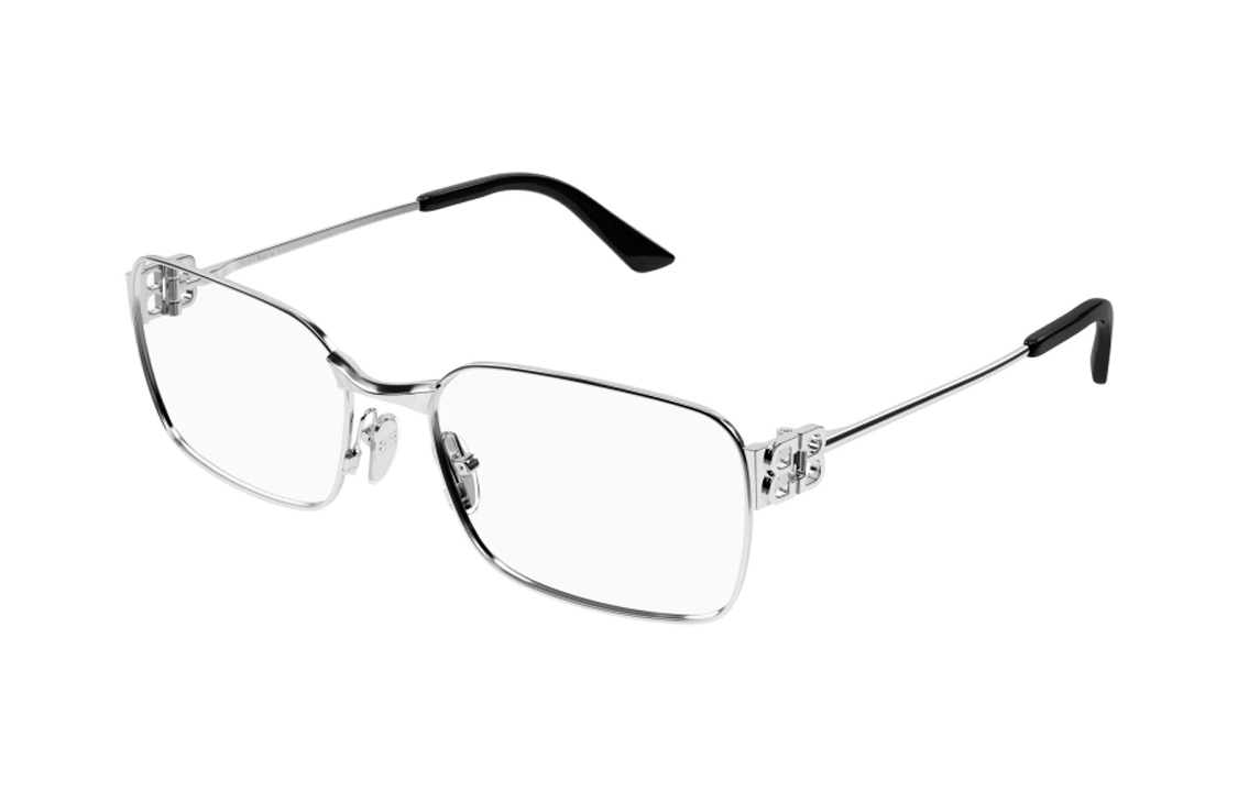 Order (W) バレンシアガ シルバー 長方形 メタル オプティカル メガネ BB0340O002