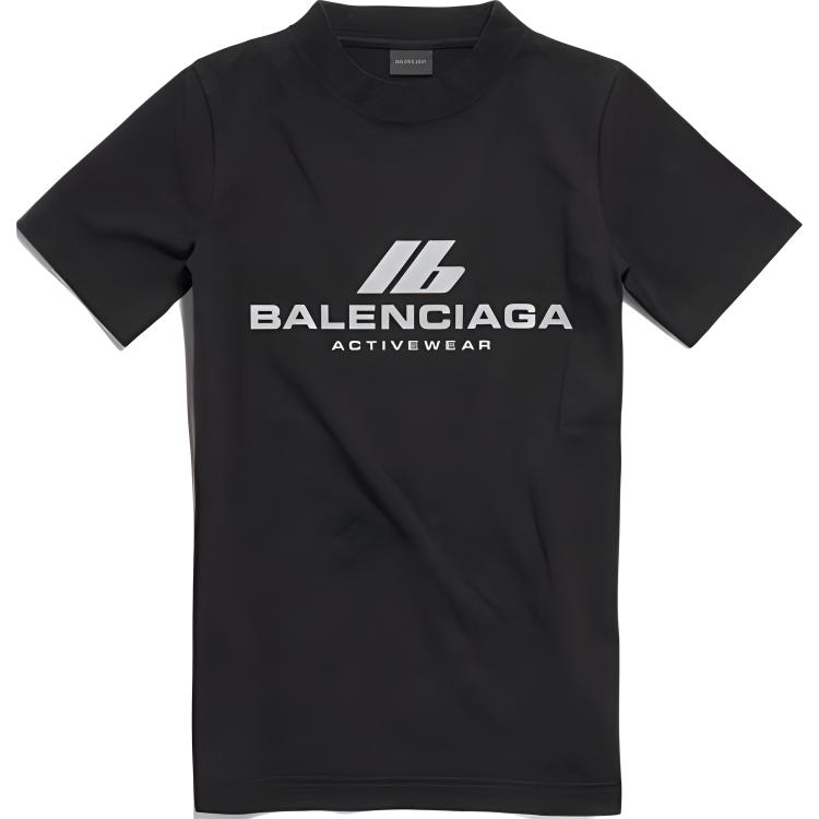 (Women) Balenciaga  Slim Fit Short Sleeve Logo Print T-Shirt Black. 768075TQVU11083 圖 2