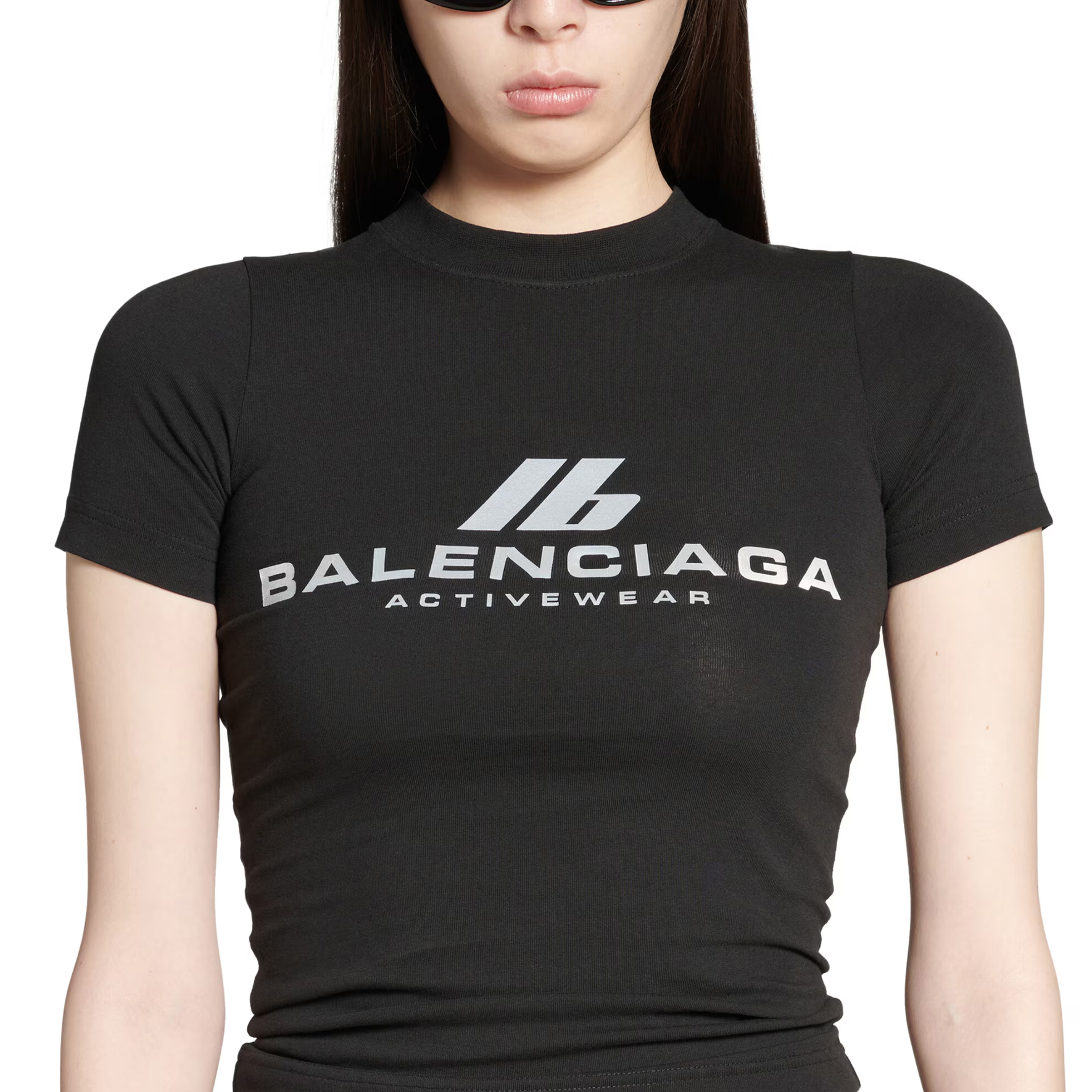 (Women) Balenciaga  Slim Fit Short Sleeve Logo Print T-Shirt Black. 768075TQVU11083 圖 7