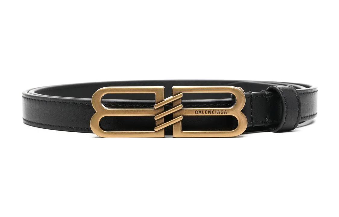 (Women) Balenciaga  Smooth Buckle Leather Belt - 1.5cm Wide Fashion Accessory 703105210EC1000