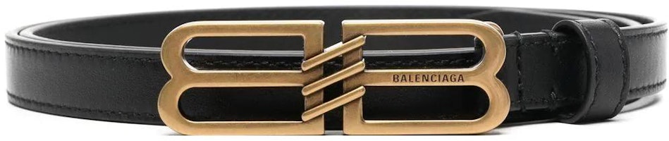 (Women) Balenciaga Smooth Buckle Leather Belt - 1.5cm Wide Fashion Accessory 703105210EC1000 (Women) Balenciaga Smooth Buckle Leather Belt - 1.5cm Wide Fashion Accessory 703105210EC1000