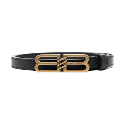(Women) Balenciaga Smooth Buckle Leather Belt - 1.5cm Wide Fashion Accessory 703105210EC1000