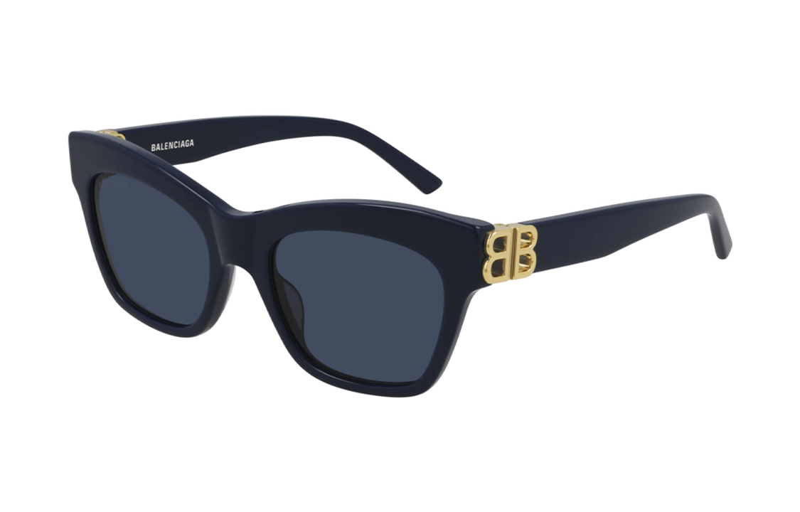 (Women) Balenciaga  Square Acetate Sunglasses with Logo Temple - Dark Blue. BB0132S007