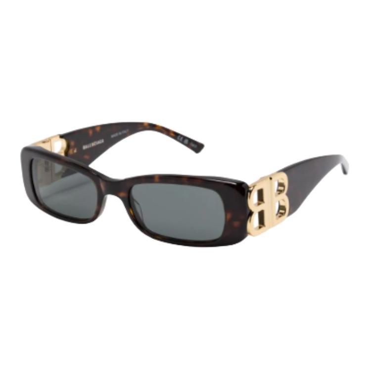 (Women) Balenciaga  Square Brown Metal Acetate Sunglasses with Logo Detail. BAL78GCGWHT