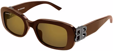 (Women) Balenciaga Square Brown Sunglasses with Letter Cutout Temples. BB0310SK004 (Women) Balenciaga Square Brown Sunglasses with Letter Cutout Temples. BB0310SK004