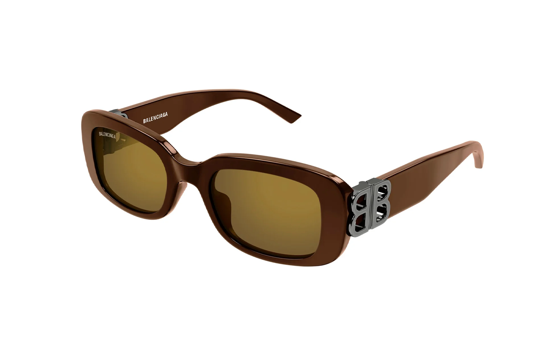 (Women) Balenciaga  Square Brown Sunglasses with Letter Cutout Temples. BB0310SK004 圖 2