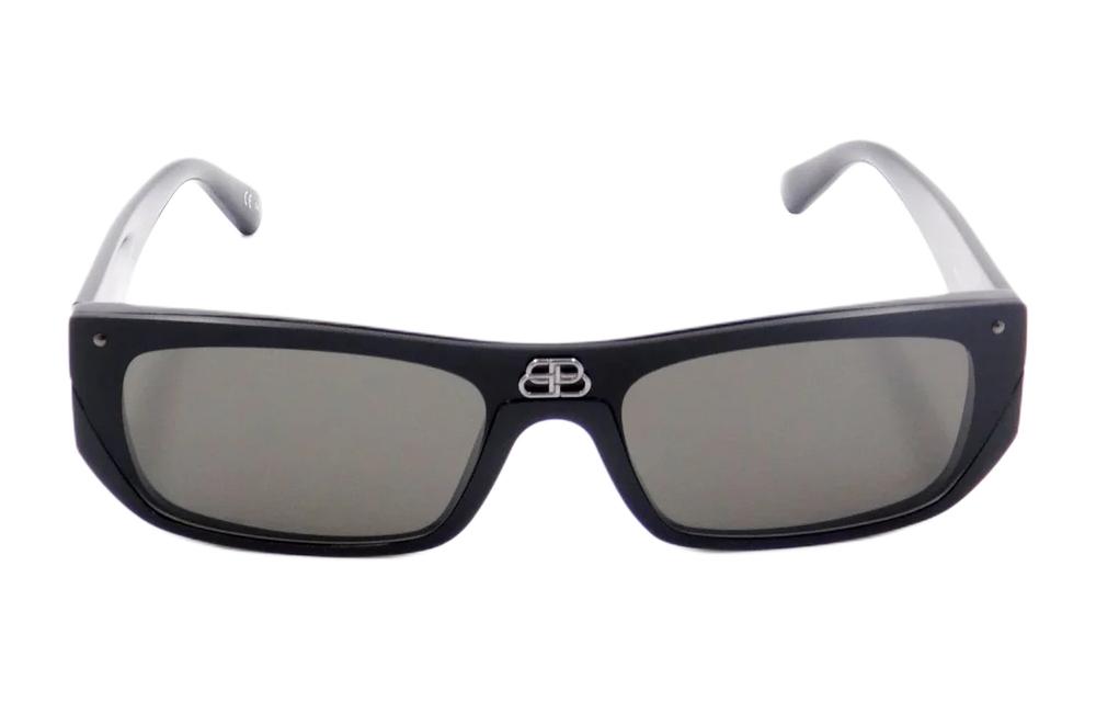 (Women) Balenciaga  Square Sunglasses Black with Lettered Temples BB0080S001001