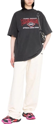 (Women) Balenciaga SS22 Beige Straight-Leg Sweatpants with Logo Embroidery. 674594TKVI90896 Purchase (Women) Balenciaga SS22 Beige Straight-Leg Sweatpants with Logo Embroidery. 674594TKVI90896