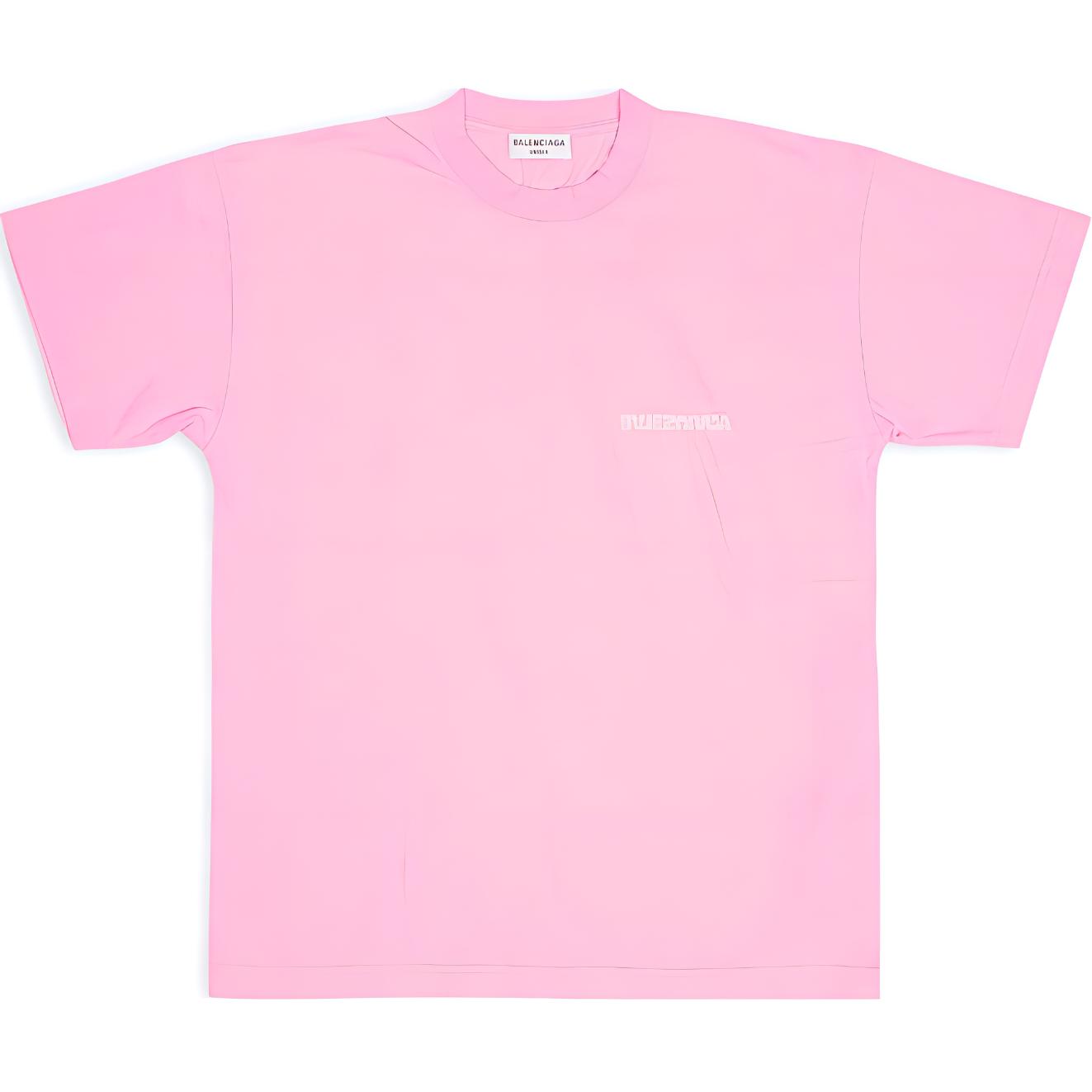 Order (W) Balenciaga SS22 Kaos Crewneck Oversized Logo Bordir Warna Pink. 612965TLVB35000