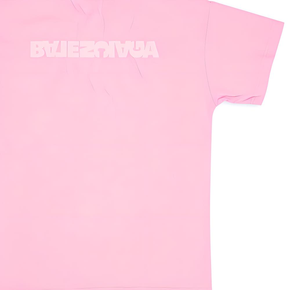 Purchase (W) Balenciaga SS22 Kaos Crewneck Oversized Logo Bordir Warna Pink. 612965TLVB35000
