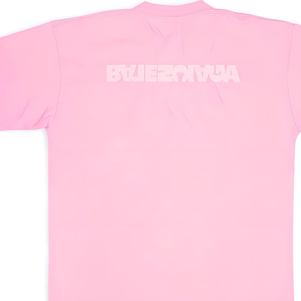 Cheap (W) Balenciaga SS22 Kaos Crewneck Oversized Logo Bordir Warna Pink. 612965TLVB35000