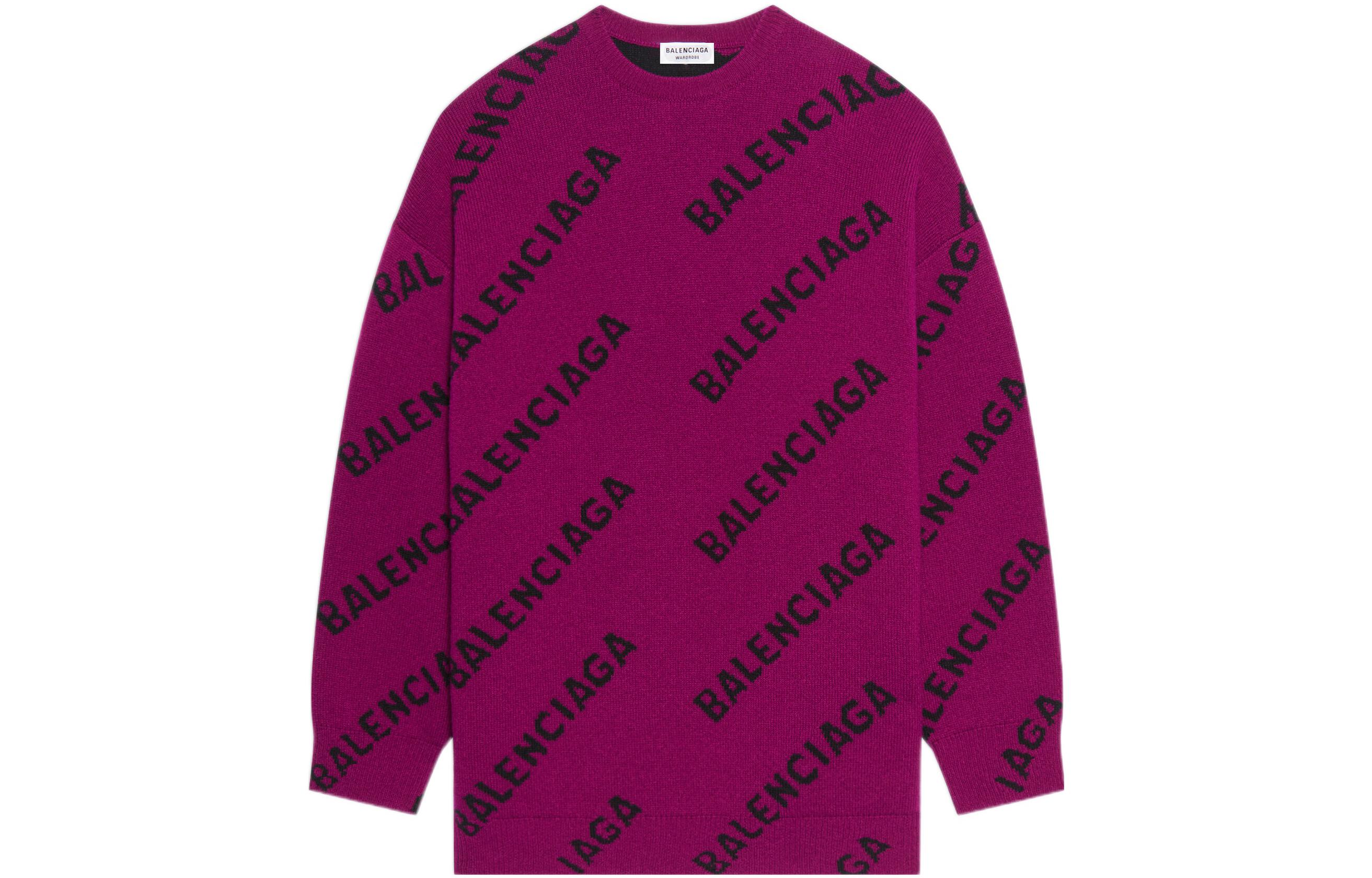 Order (Women) Balenciaga  SS22 Purple Letter Print Wool Pullover Sweater. 657520T15675272