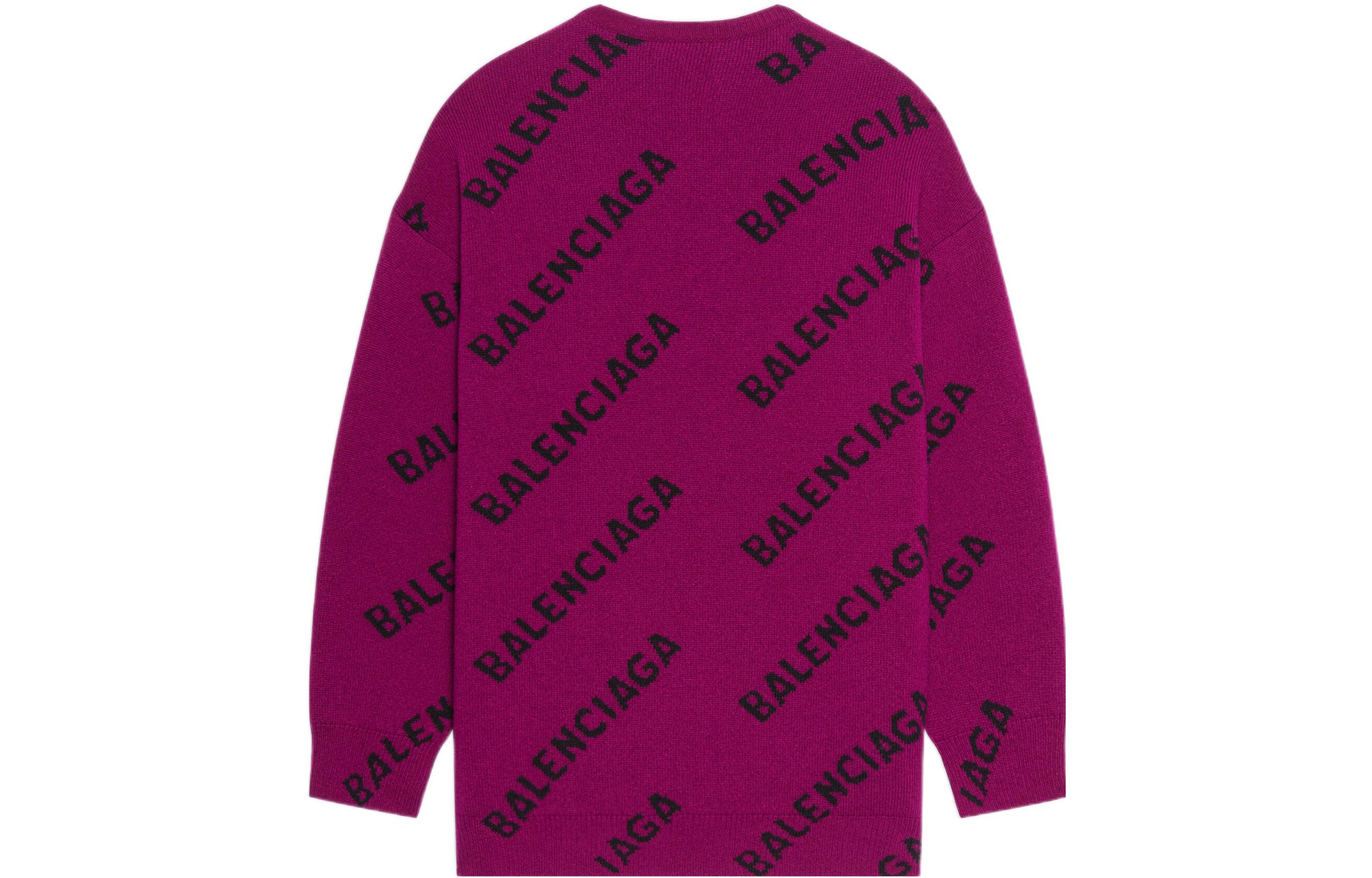 Lookbook (Women) Balenciaga  SS22 Purple Letter Print Wool Pullover Sweater. 657520T15675272