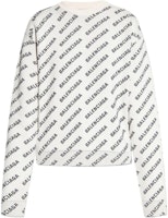 (Women) Balenciaga SS23 Letter Print White Crewneck Sweatshirt Loose Fit Casual. 733888T32339054 (Women) Balenciaga SS23 Letter Print White Crewneck Sweatshirt Loose Fit Casual. 733888T32339054