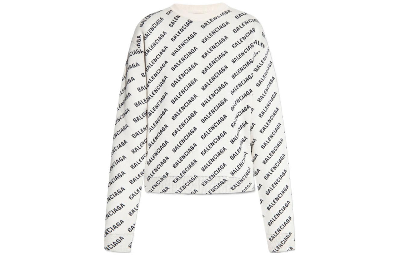 Order (W) バレンシアガ SS23 レタープリント ホワイトクルーネックスウェットシャツ カジュアルルーズフィット 733888T32339054