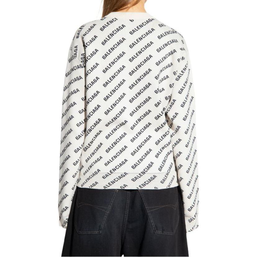 Shop (W) バレンシアガ SS23 レタープリント ホワイトクルーネックスウェットシャツ カジュアルルーズフィット 733888T32339054