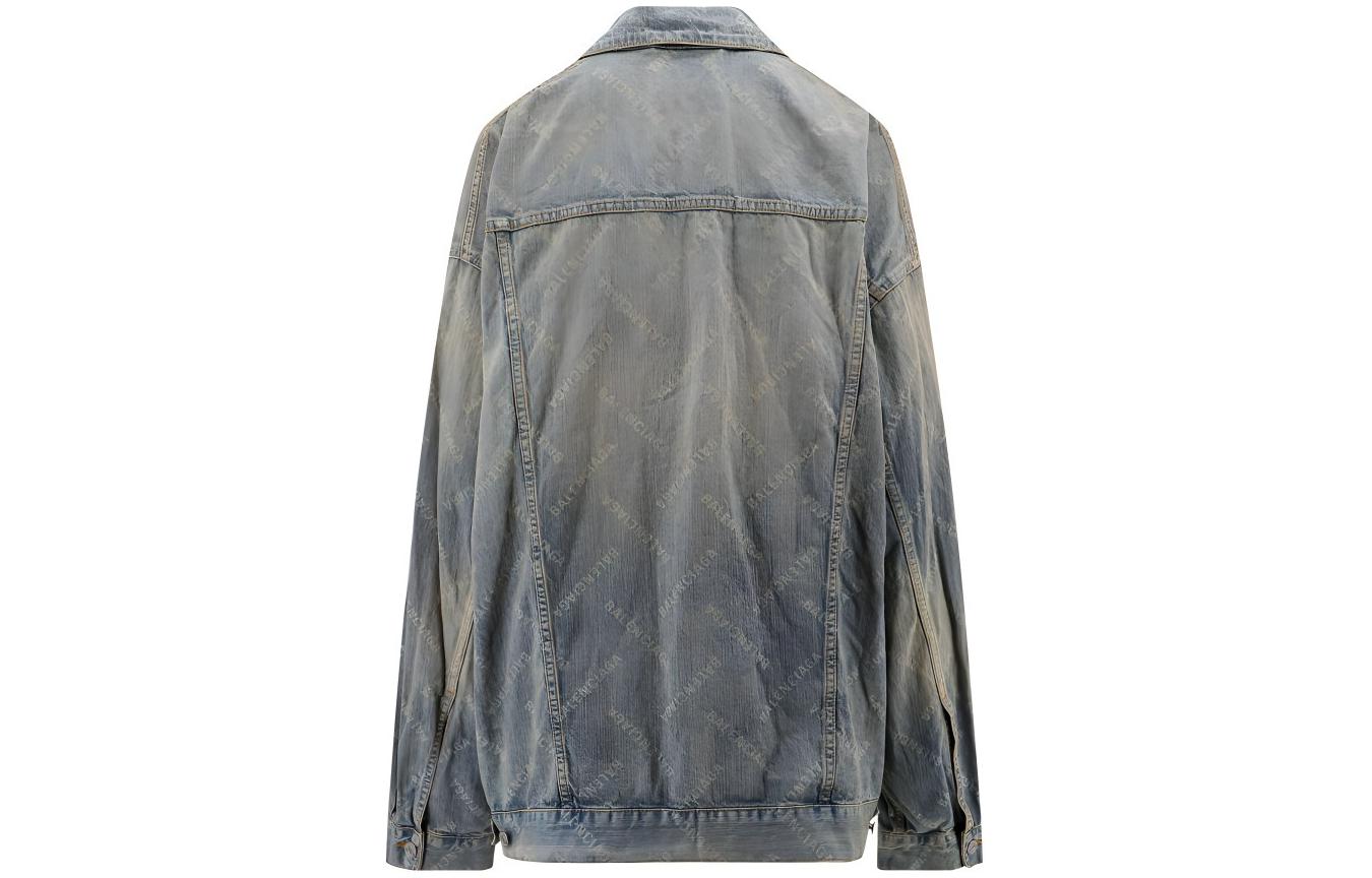 (Women) Balenciaga  SS24 Blue Denim Jacket with Logo Print and Button Closure. 773616TPW53D4868 圖 3